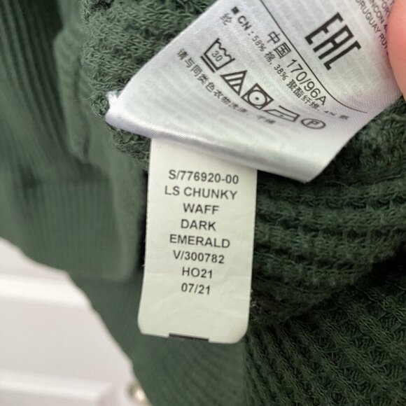 Gap Shirt Womens M Waffle Knit Oversize Turtleneck Emerald Green Long Sleeve - Picture 4 of 7